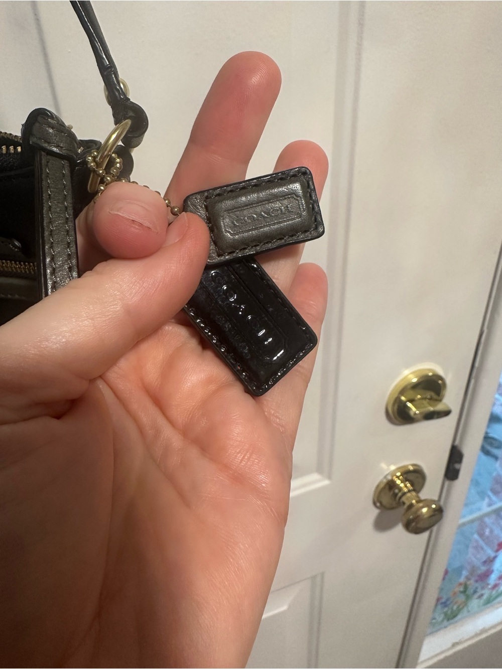 Coach Black Patent and Smooth Leather Tag Keychain - Picture 3 of 8